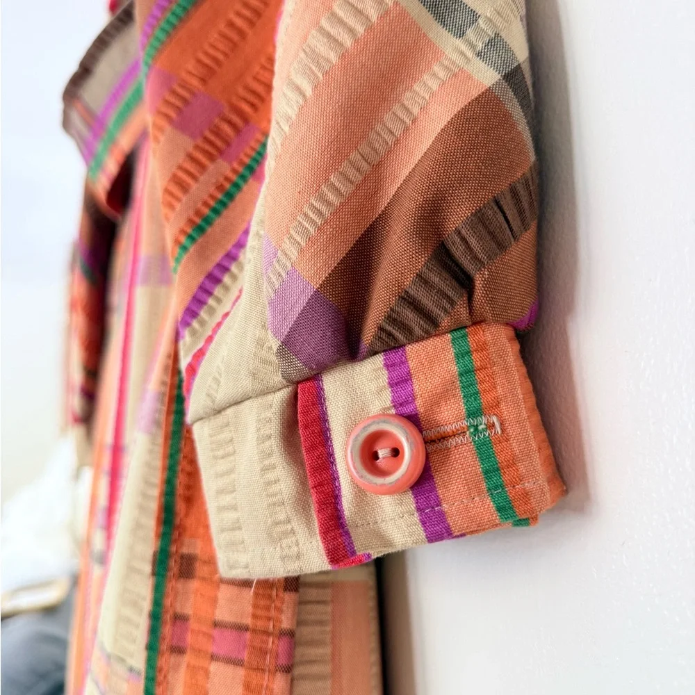 VTG 70s New York Debutogs Rainbow Plaid Spring Belted Maximalist LightJacket S/M - Picture 7 of 16